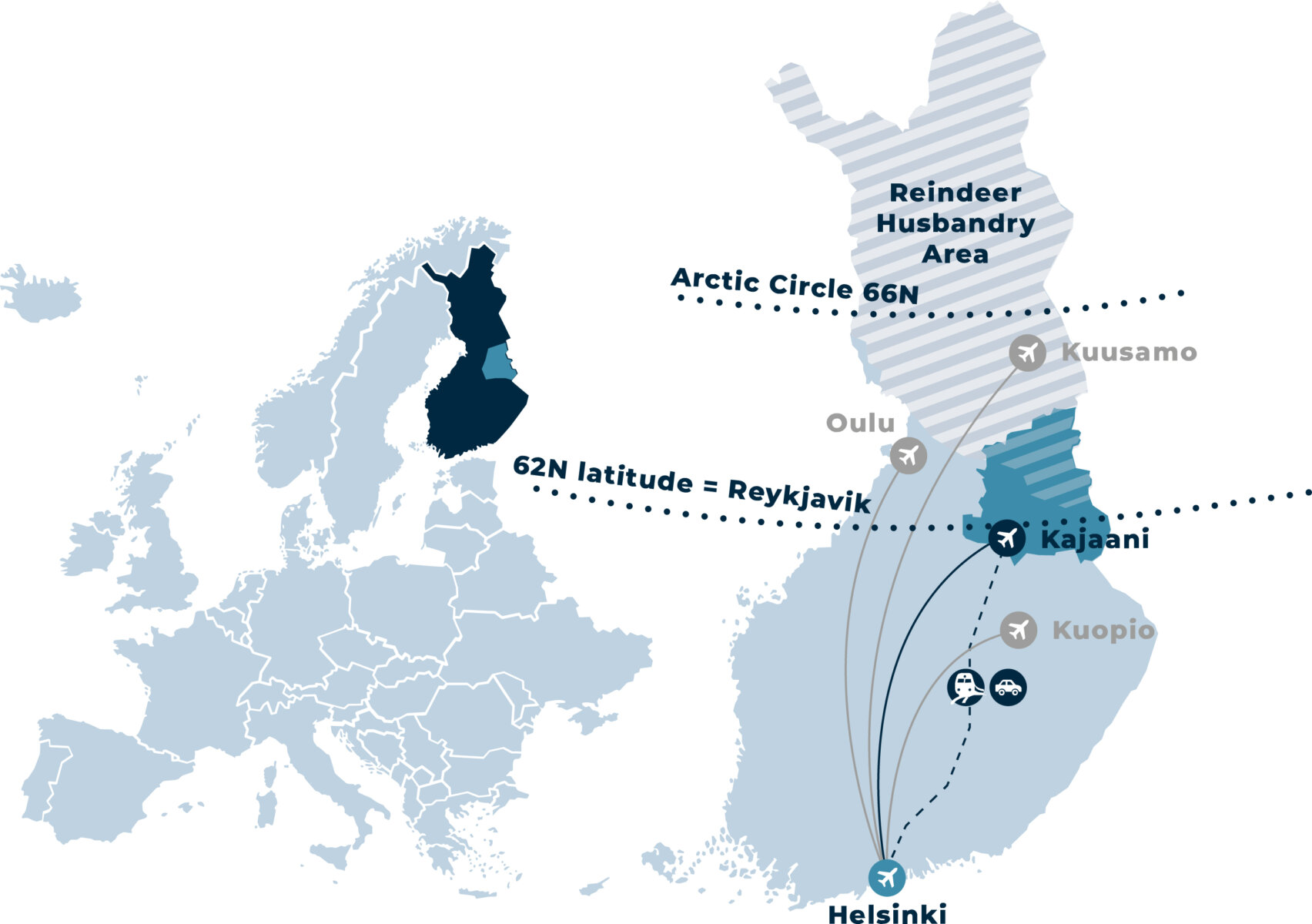 Map of Arctic Lakeland Finland